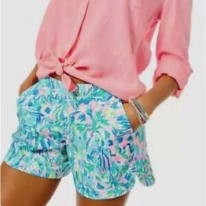 Lilly Pulitzer Ocean View Blue Ibiza Coastal Cabana Cocktail Shorts Size Large
